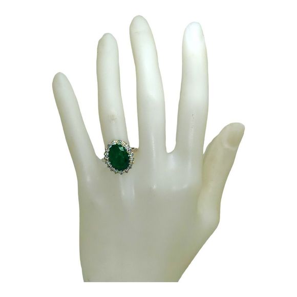 18KWG Plated 925 Sterling Silver Oval Created Emerald Halo Ring Size 9.5 - Picture 6 of 7